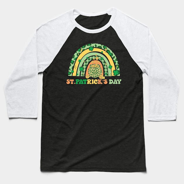 St Patrick Day Rainbow Lucky Pot Baseball T-Shirt by Skinite